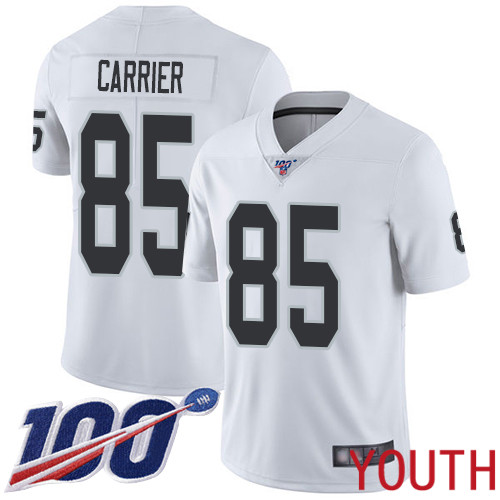Oakland Raiders Limited White Youth Derek Carrier Road Jersey NFL Football 85 100th Season Vapor Jersey